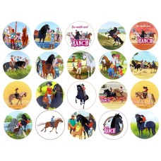 RanchTZ20 set 20 mini discuri de zahar caketoppers decupate cai herghelie Lena Ranch D5cm